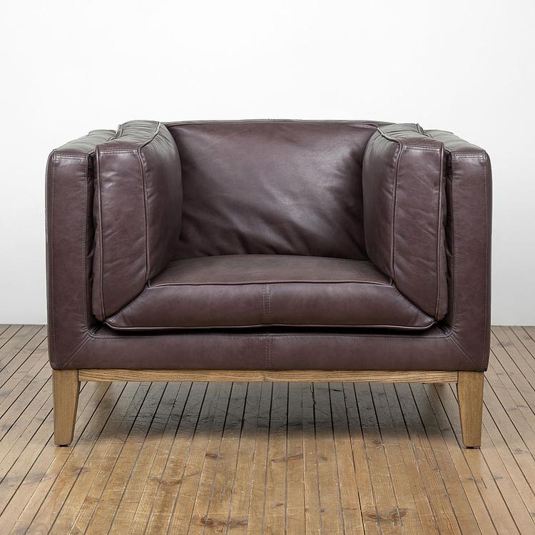Кресло Bench 1 Seater натуральная кожа Riders Gunmetal - ракурс 2