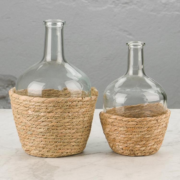 Ваза-бутылка в корзинке, M Bottle Vase In Basket Medium