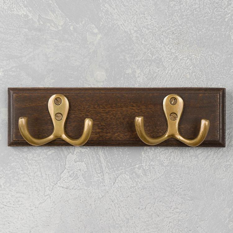 Настенная вешалка Капитан с латунными крючками Captain Wall Coat Rack 2 Brass Double Hooks