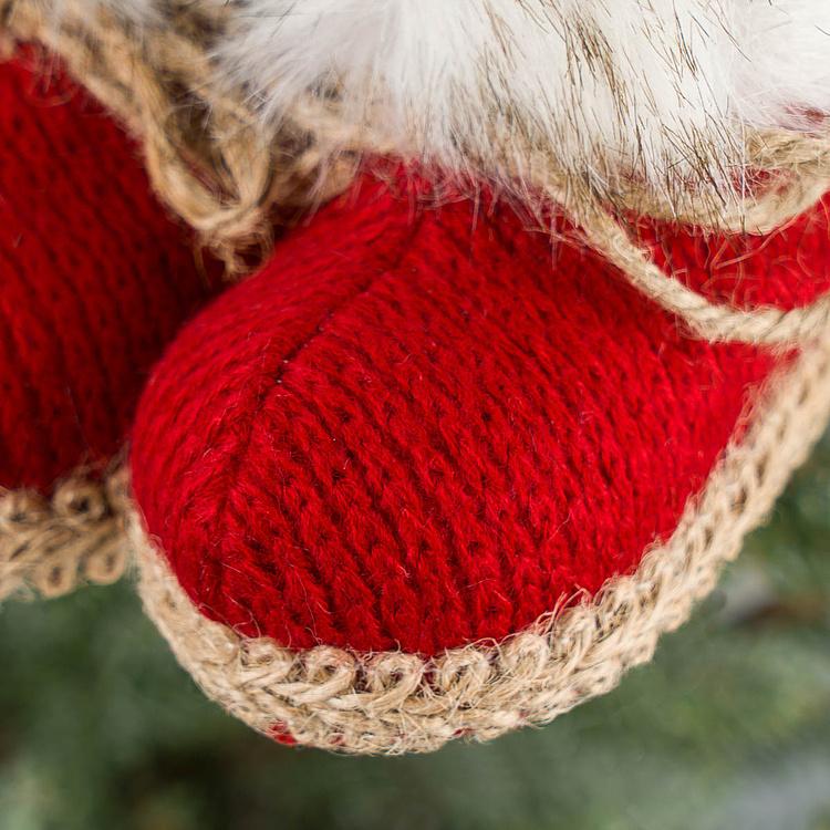 Ёлочная игрушка Валенки Деда Мороза Christmas Tree Decoration Red Boots Trimmed With Fur 12 cm