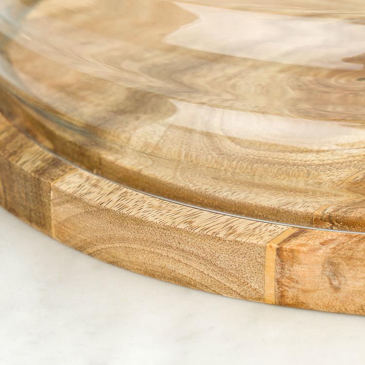 Деревянная доска со стеклянным колпаком Улей, L Bee Dish And Cover Large