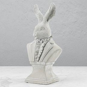 Rabbit Bust On Stand Grey Patina