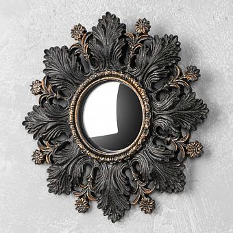 Зеркало Black Leaves And Flowers Convex Mirror