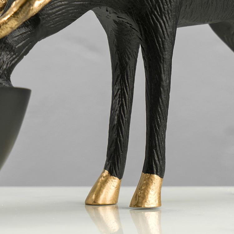 Подставка для мелочей Чёрный олень на водопое Deer Golden Horns Trinket Tray Black