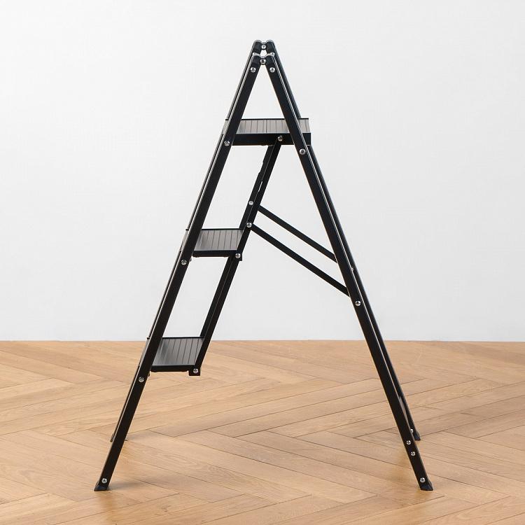 Чёрная стремянка Леонардо с тремя ступенями Leonardo Stepladder 3 Steps Black