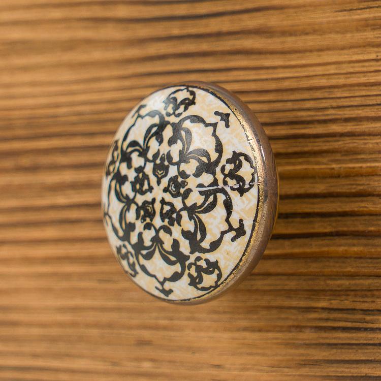 Керамическая мебельная ручка Мандала Mustard Gold Mandala Ceramic Knob