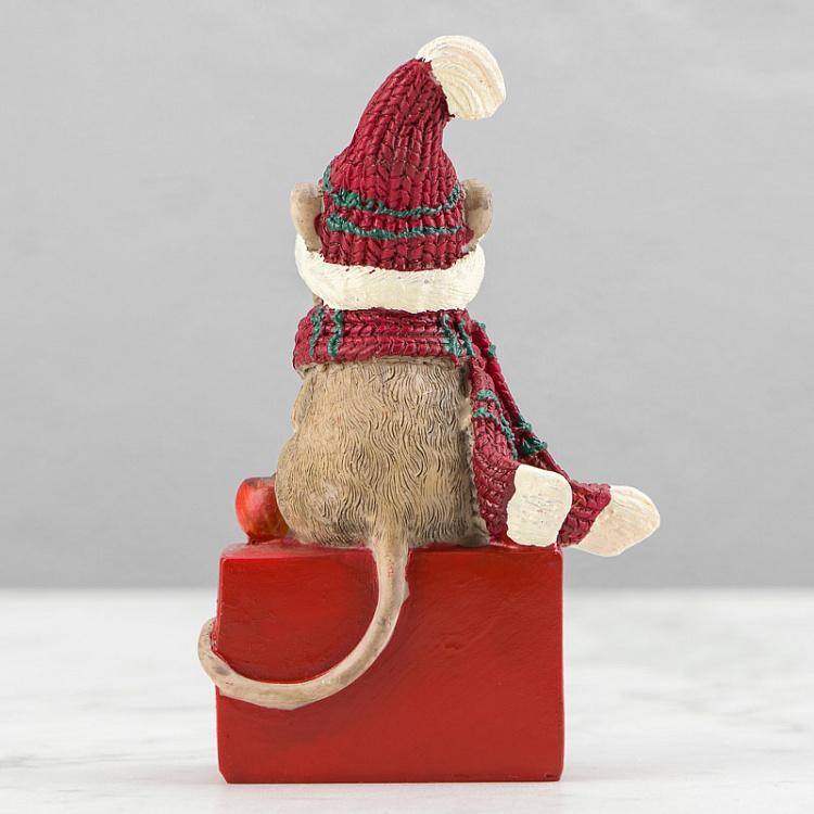 Новогодняя фигурка Мышка на календаре Xmas Mouse On Calendar Red 14,5 cm