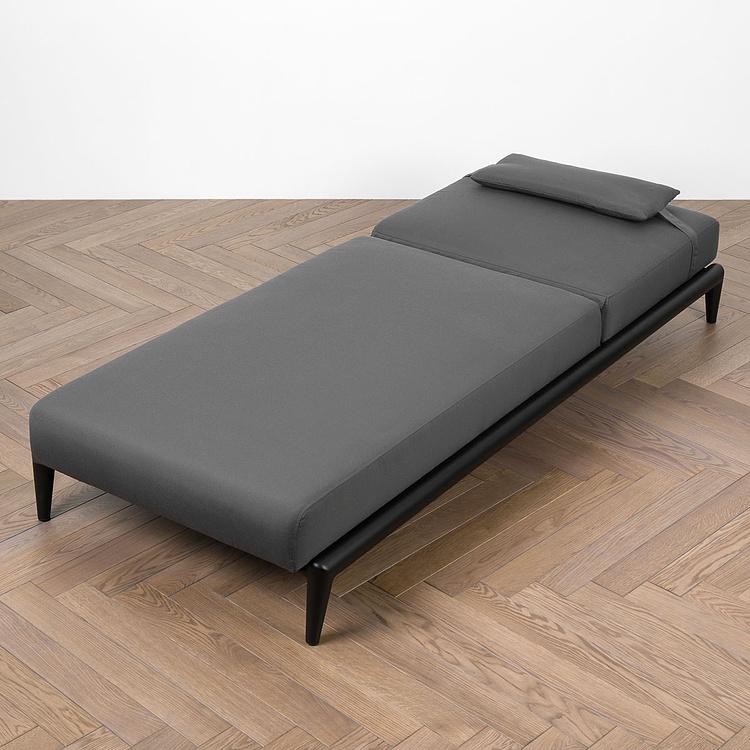 Садовый шезлонг-лежак Dune Lounger, Black акриловая ткань Anthracite Carbon - ракурс 6