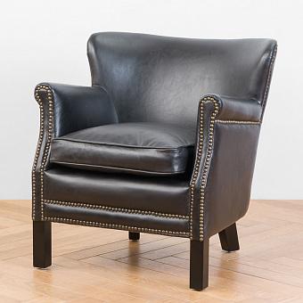 Кресло Paul Armchair, Black Wood D натуральная кожа Antique Slate