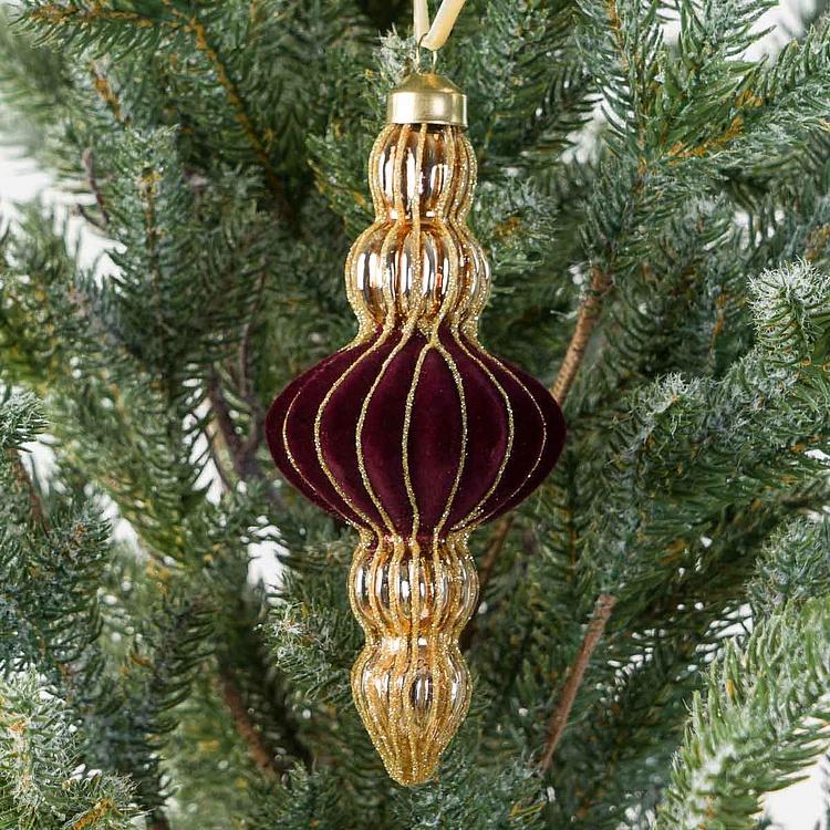 Gold Pendant With Burgundy Velvet 15 cm