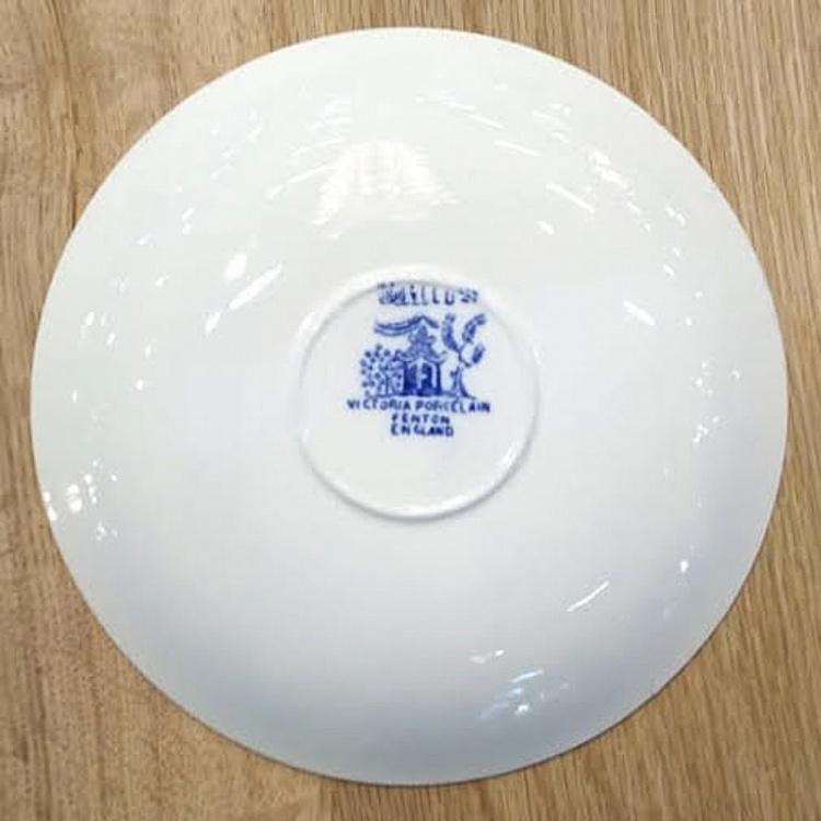 Винтажная белая тарелка с голубым мотивом, S Vintage Plate Blue White Small
