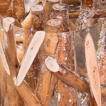 F163 Kisimi Driftwood Logs Cylinder Side Table