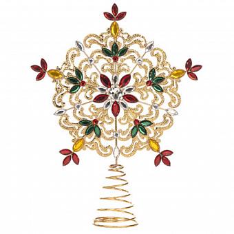 Верхушка на ёлку Jewel Snowflake Tree Topper Gold Red 33 cm