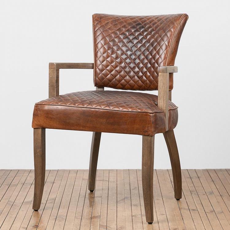 Mimi Quilt Dining Chair With Arms, Weathered Wood