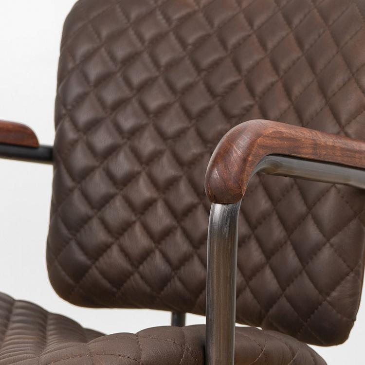 Рабочее кресло Милан, красно-коричневые подлокотники Ufficio Milano Armchair, Red Brown Wood D