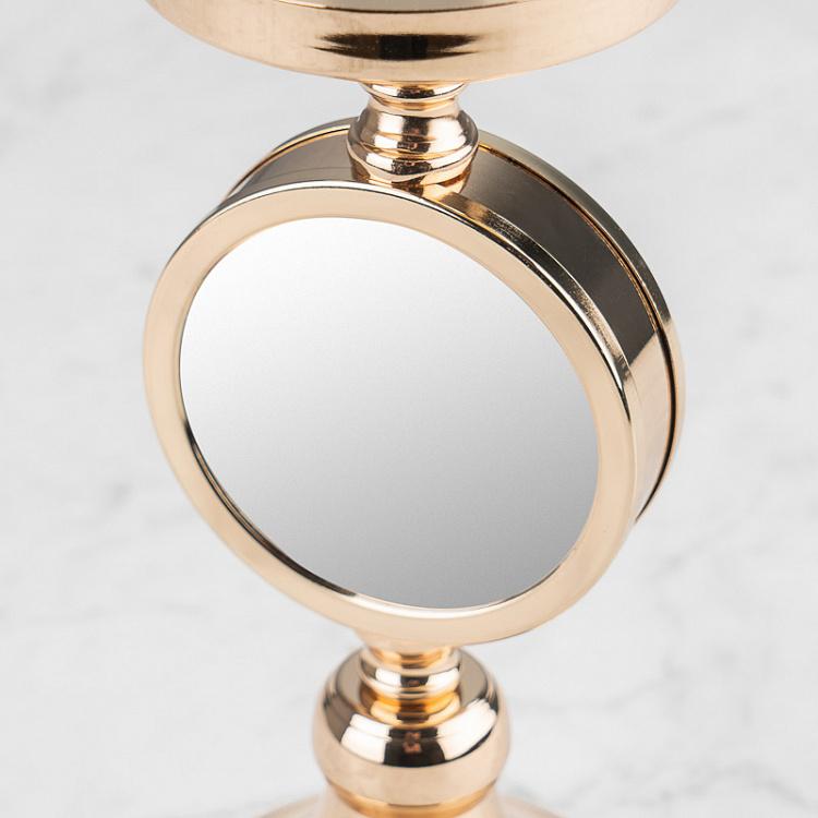 Металлический подсвечник с зеркалом Metal Mirror Candle Holder Gold