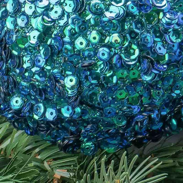 Сине-зелёный ёлочный шар с пайетками Sequin Ball Blue/Green 10 cm