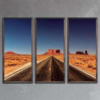 Модульный фото-принт Set Of 3 Monument Valley, Pewter Frame