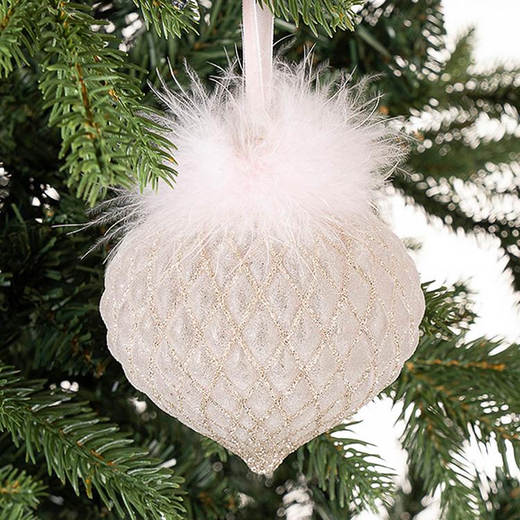 Multifaceted Bulb With Fluff Pink 10 cm