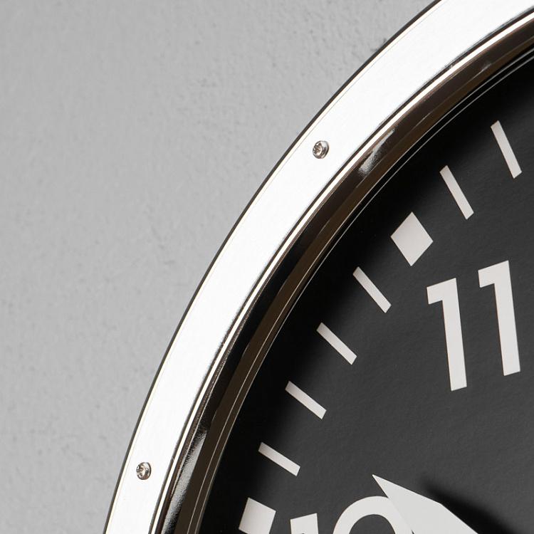 Матовые хромированные настенные часы  Brushed Chrome Wall Clock Large