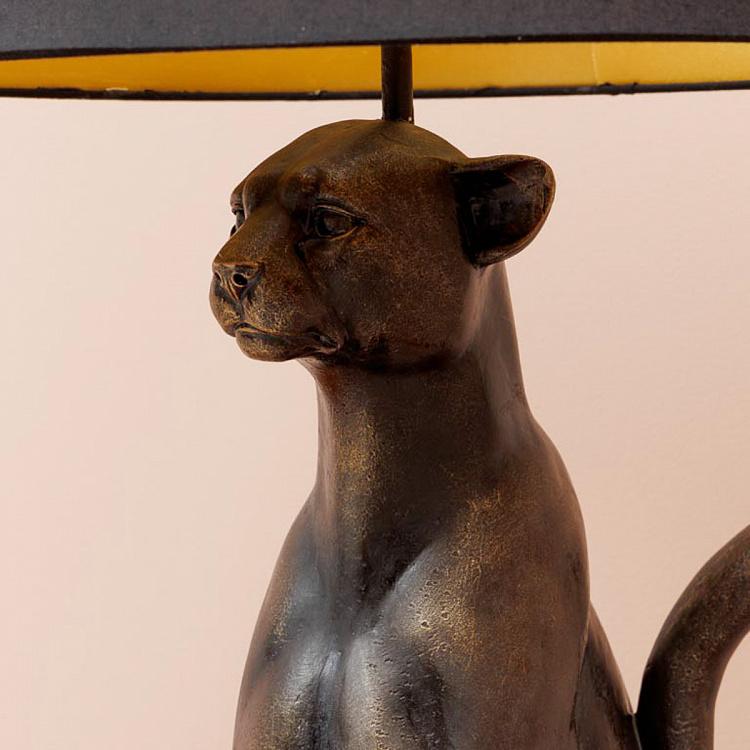 Настольная лампа с серым абажуром Пантера с котятами Panther With Her Baby Table Lamp With Shade