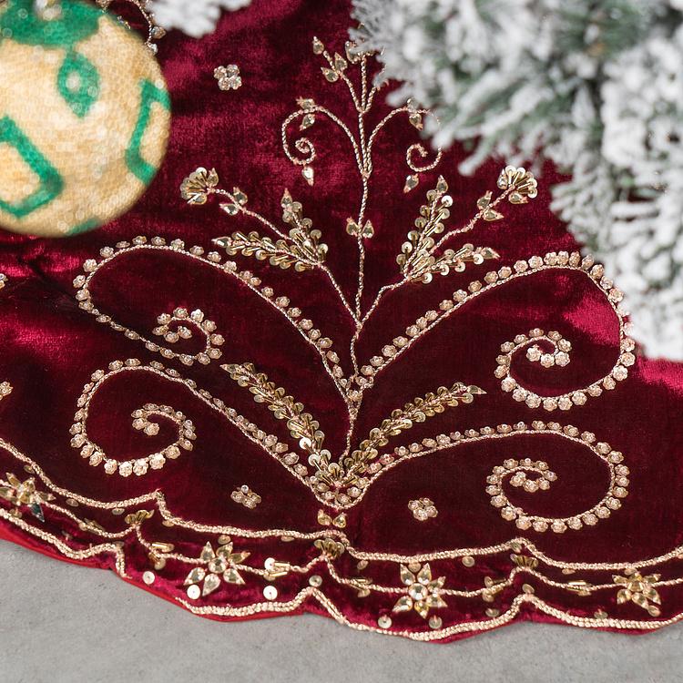 Бордовый коврик-юбка под ёлку большой Christmas Tree Skirt Burgundy 120&nbsp;cm