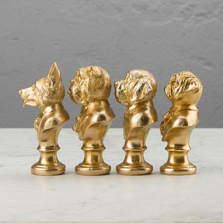 Набор из четырёх золотых статуэток Бюст Собаки Set Of 4 Bust Dogs Gold
