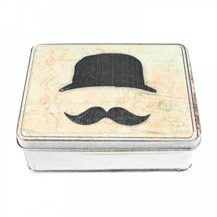 Metal Box Bowler Hat Mustache