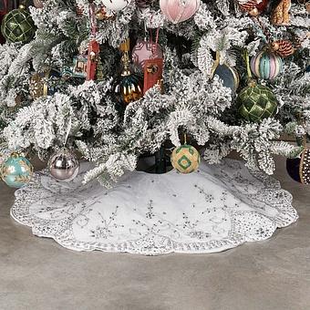 Christmas Tree Skirt White And Silver 120 cm