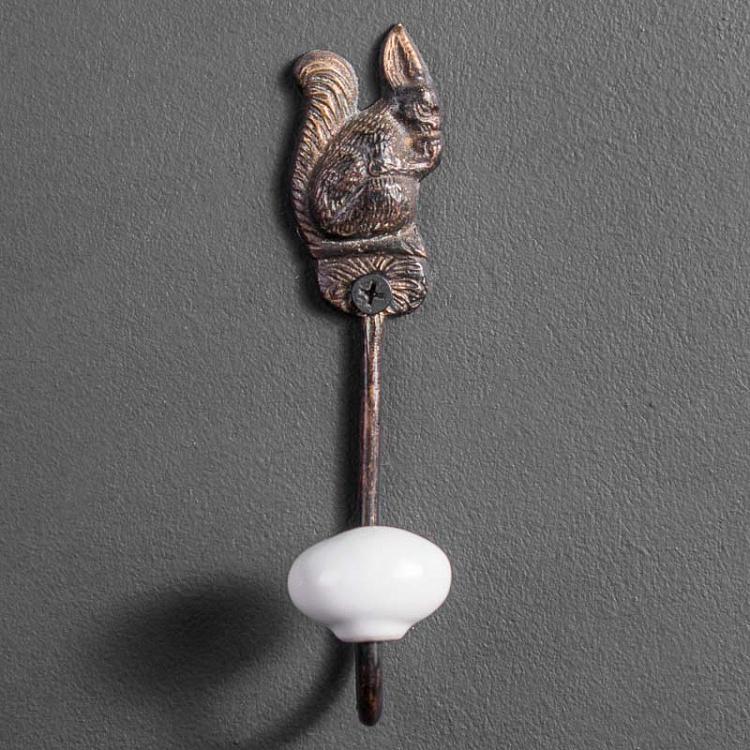 Однорожковый крючок Белка с бронзовым налетом Hook With Squirrel Bronze Patina