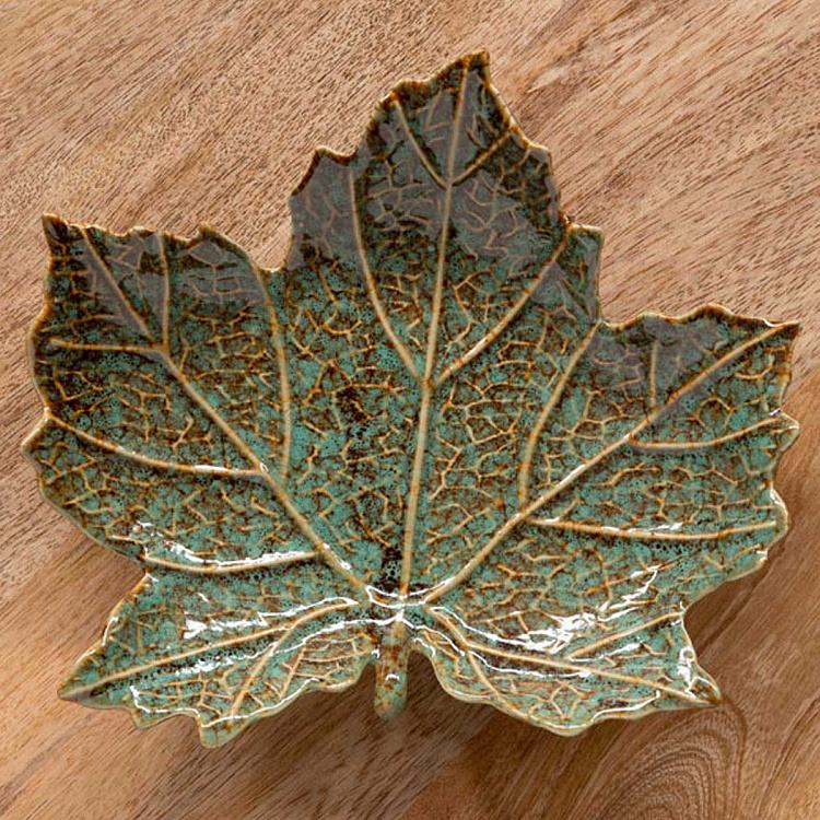 Керамическое блюдо Зелёный лист Ceramic Green Leaf Dish