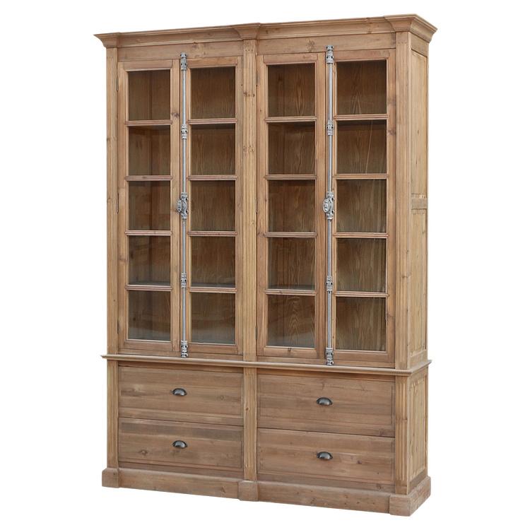 Книжный шкаф с 4 дверцами и ящиками Вильнёв Villeneuve 4 Glass Doors Bookcase With Drawers DB