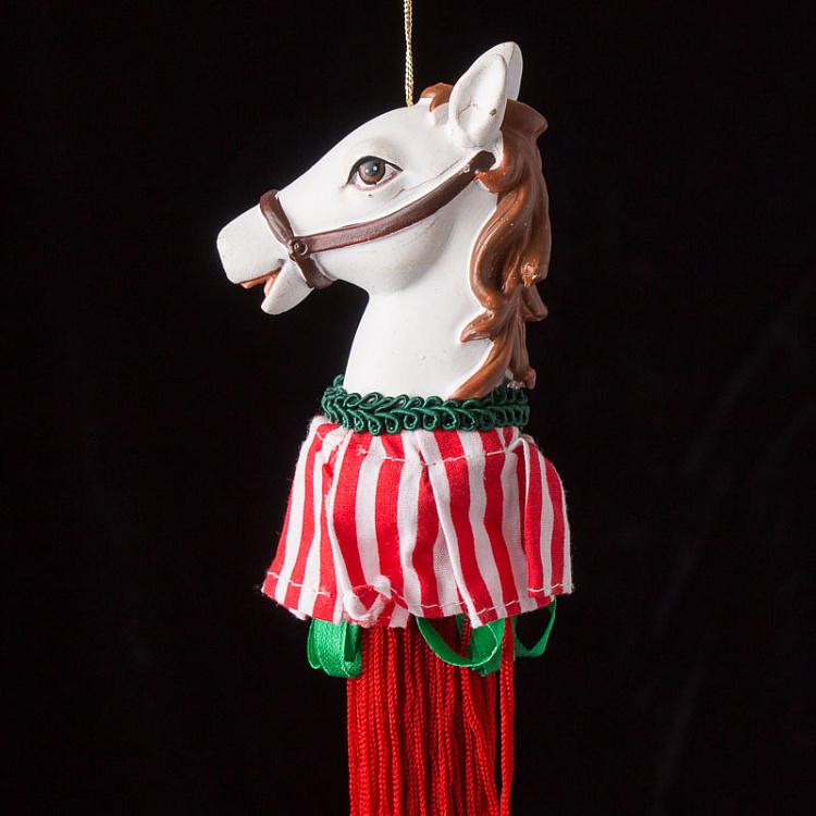 Ёлочная игрушка Лошадка с красной кисточкой Xmas Carousel Horse Tassel Red 28 cm