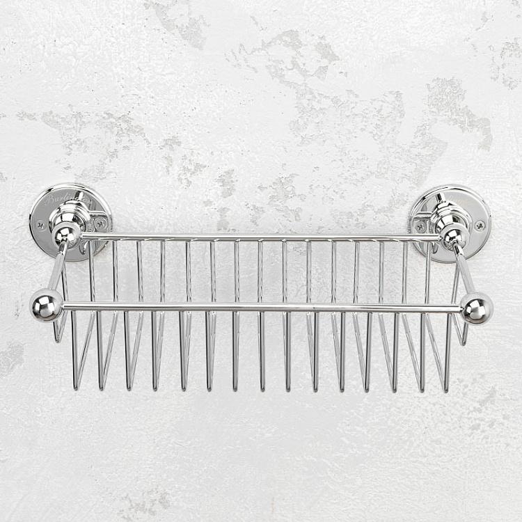 Прямоугольная глубокая полка-решётка цвета хром, L Shelf Basket Chrome Large