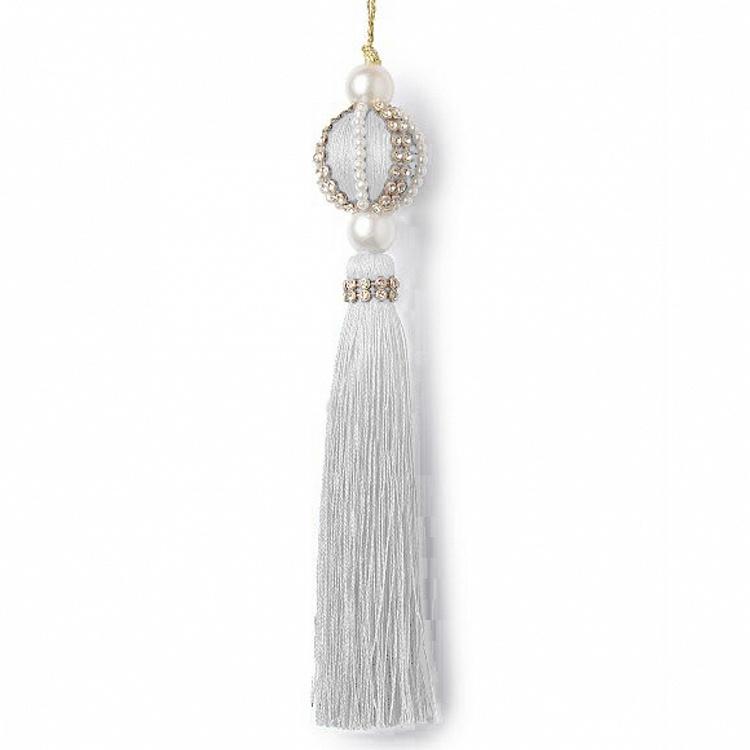 Pearls Ball Pendant With White Tassel 16 cm