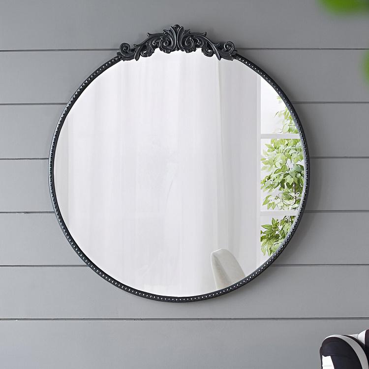 Зеркало круглое арочное Диа в чёрной раме Dia Round Mirror Black