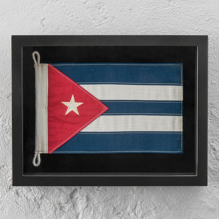 Флаг Кубы за стеклом в раме, мини Shadow Box Flag Cuba Mini