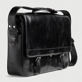 Мужская сумка Satchel Messenger Bag натуральная кожа Bowler Black