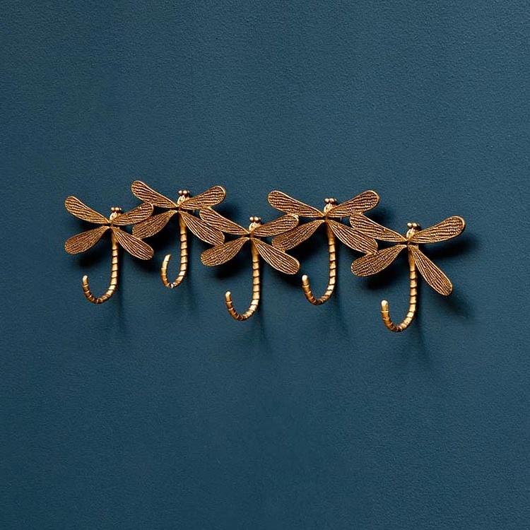 Настенная вешалка с 5 крючками Стрекозы Dragonfly Wall Coat Rack 5 Hooks