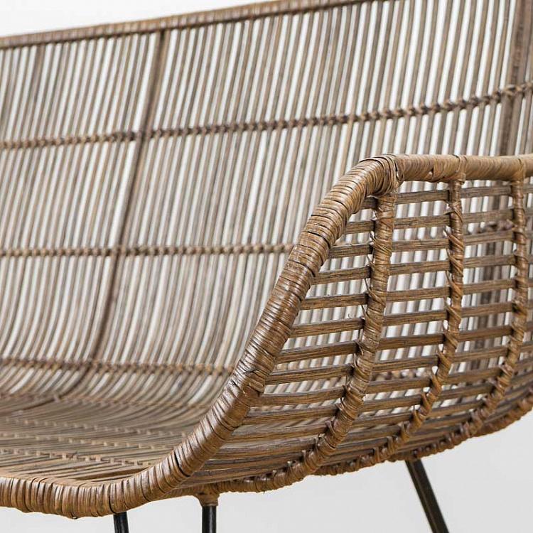 Тёмно-коричневая ротанговая скамейка Rattan Bench Cappuccino