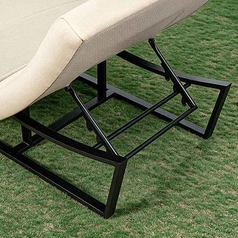 Садовый шезлонг-лежак Wave Lounger, Black акриловая ткань Heather Beige - ракурс 7