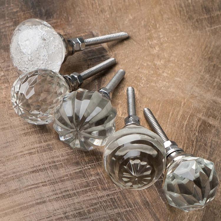Набор из пяти мебельных ручек Антверпен Set Of 5 Knobs Clear Glass Anvers