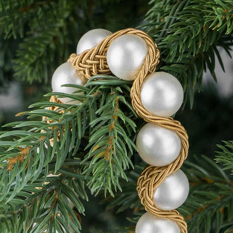 Гирлянда с жемчужными бусинами и золотыми кисточками Pearls And Fabric Beads 187 cm