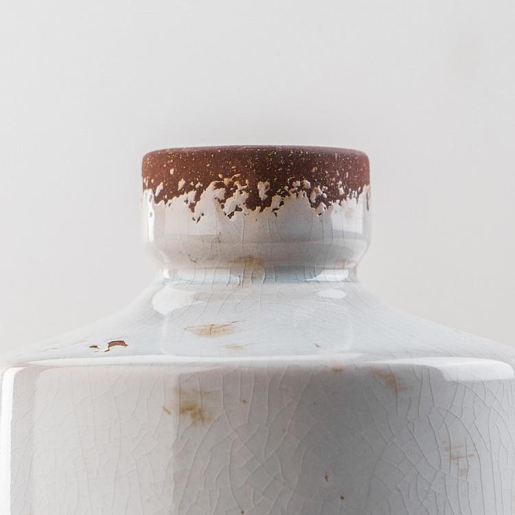 Низкая белая керамическая ваза Бутыль Bottle Vase White Low