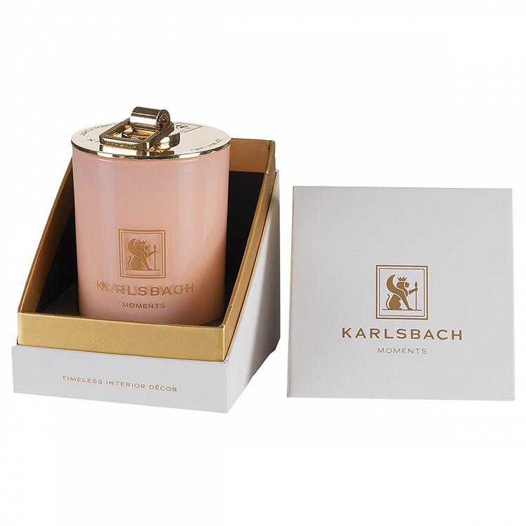 Арома-свеча в розовом стакане с золотой крышкой Кактус Aroma Candle In Pink Glass With Gold Lid Cactus