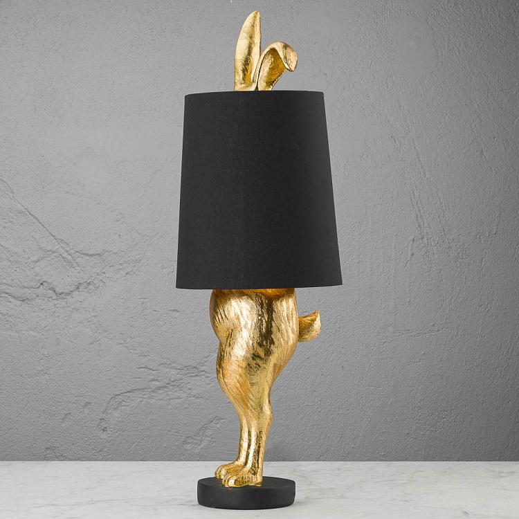 Настольная лампа Робкий кролик с чёрным абажуром Table Lamp Hiding Bunny Black