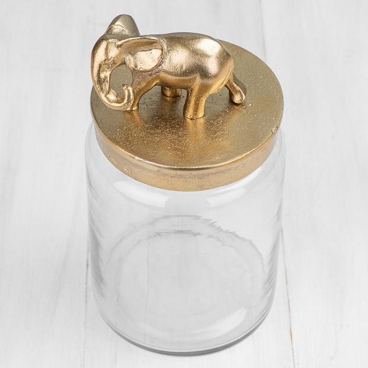 Ёмкость для хранения Золотой слон дисконт Decorative Jar With Elephant Figure Gold discount