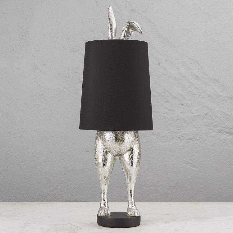 Настольная лампа Робкий кролик с чёрным абажуром Table Lamp Hiding Bunny Black