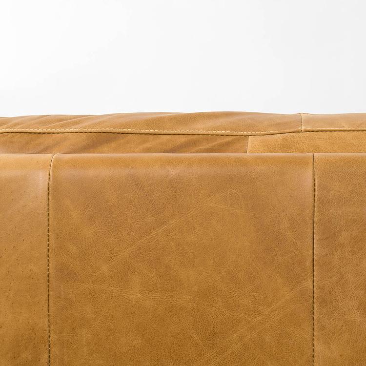 Трёхместный диван Lincoln 3 Seater, Bleached Oak PF натуральная кожа Cognac Grain - ракурс 9