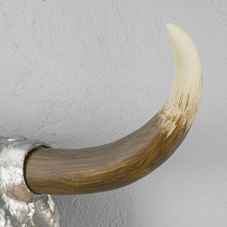 Настенное украшение Искусственный серебряный череп быка Wall Hanging Bull Horns Silver